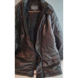 Studio Andrew Marc Leather Jacket Black Padded Oversized Bomber Coat‎